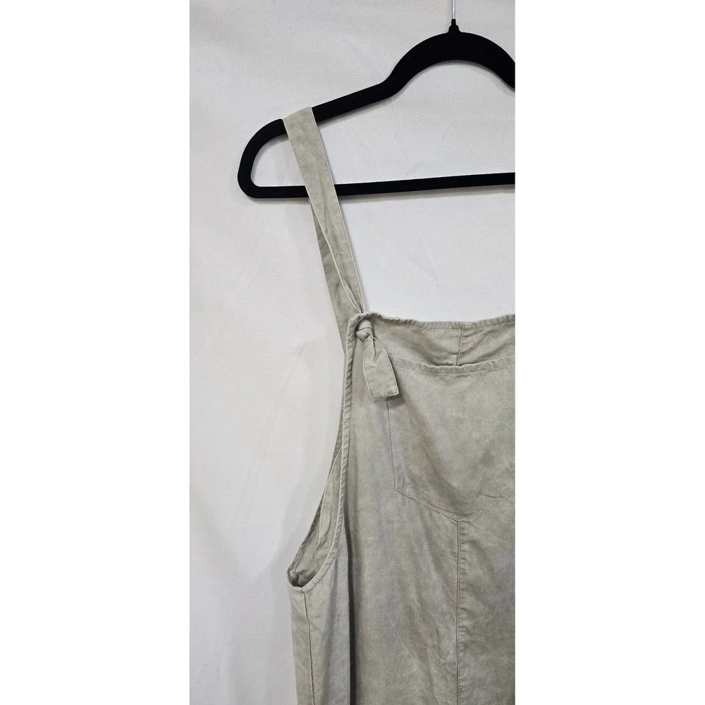 Zara‎ women L wide leg linen lyocell blend overall jumpsuit granola outdoor